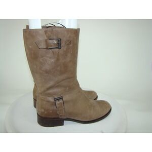 COLE HAAN WOMENS LEORA TAN LEATHER MID-CALF BOOTS SIZE 12B    C122